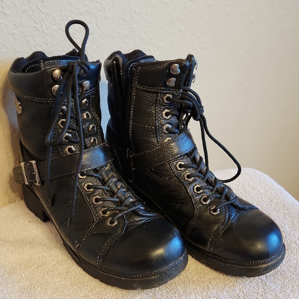 Harley-Davidson Black Leather Biker Boots